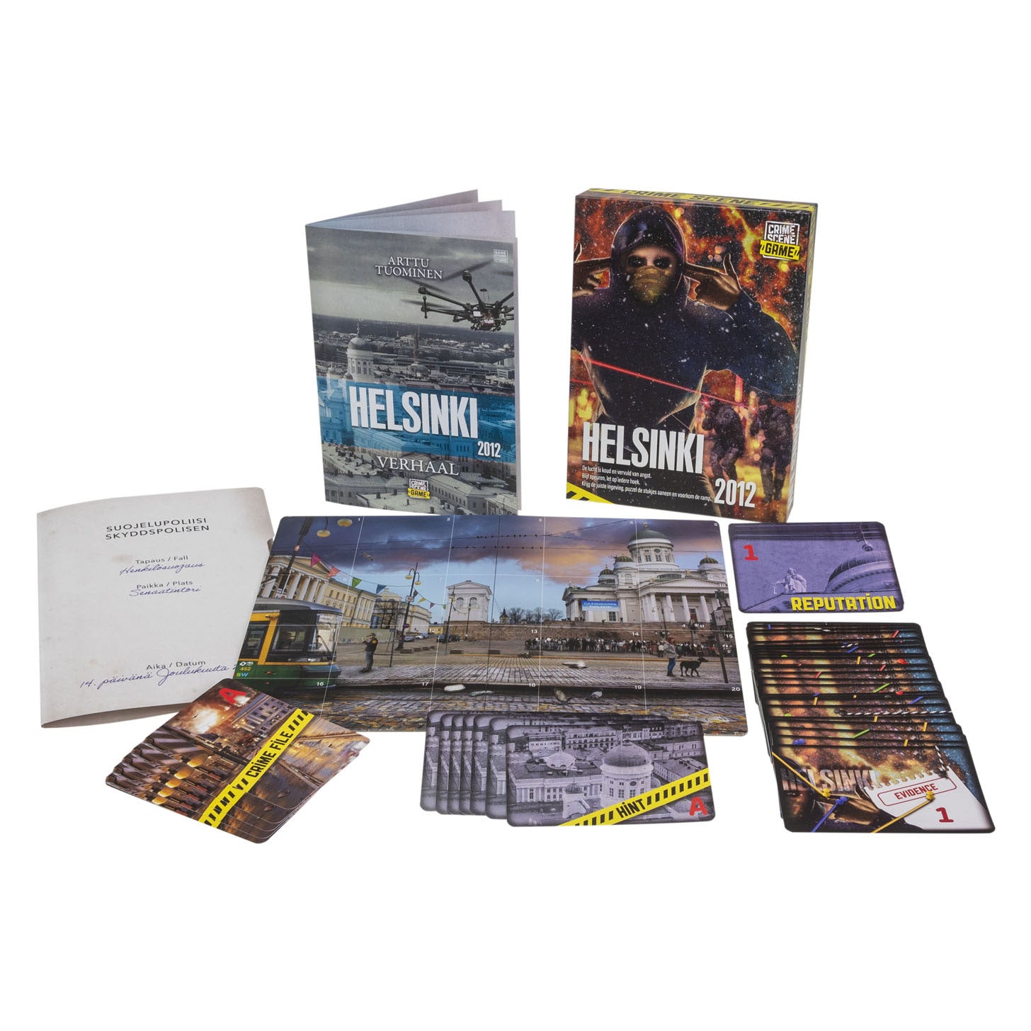 Tactic - Tactic crime scene helsinki 2012 – bordspel – misdaadspel – scandinavisch mysterie vol stilte en spanning – diepgaand onderzoek en deductie – crime scene serie – game storm studio – 1 of meer spelers – vanaf 18 jaar
