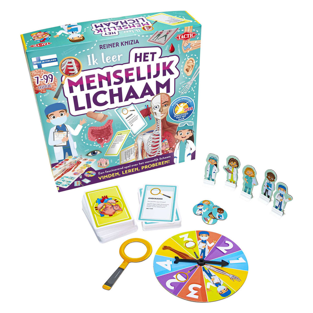 Tactic ik leer: het menselijk lichaam – bordspel – winnaar speelgoed van het jaar 2026 – educatief - ontdek het menselijk lichaam en leer over anatomie – 150 kaarten - 2 tot 5 spelers – vanaf 7 jaar