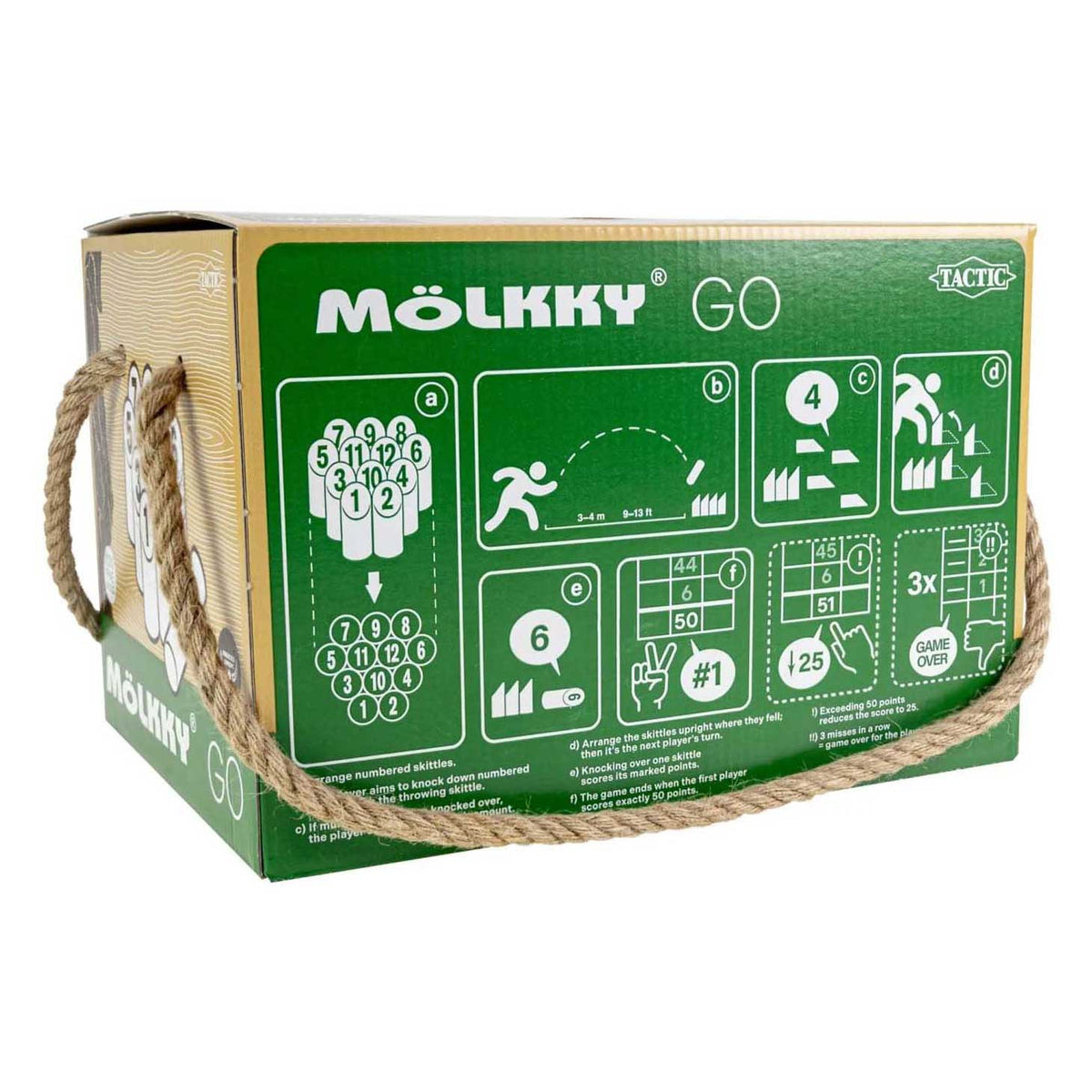 Tactic - Tactic mölkky go – vang- en werpspel - origineel fins houten werpspel in handige draagbare doos – duurzaam grenenhout – met gratis score-app
