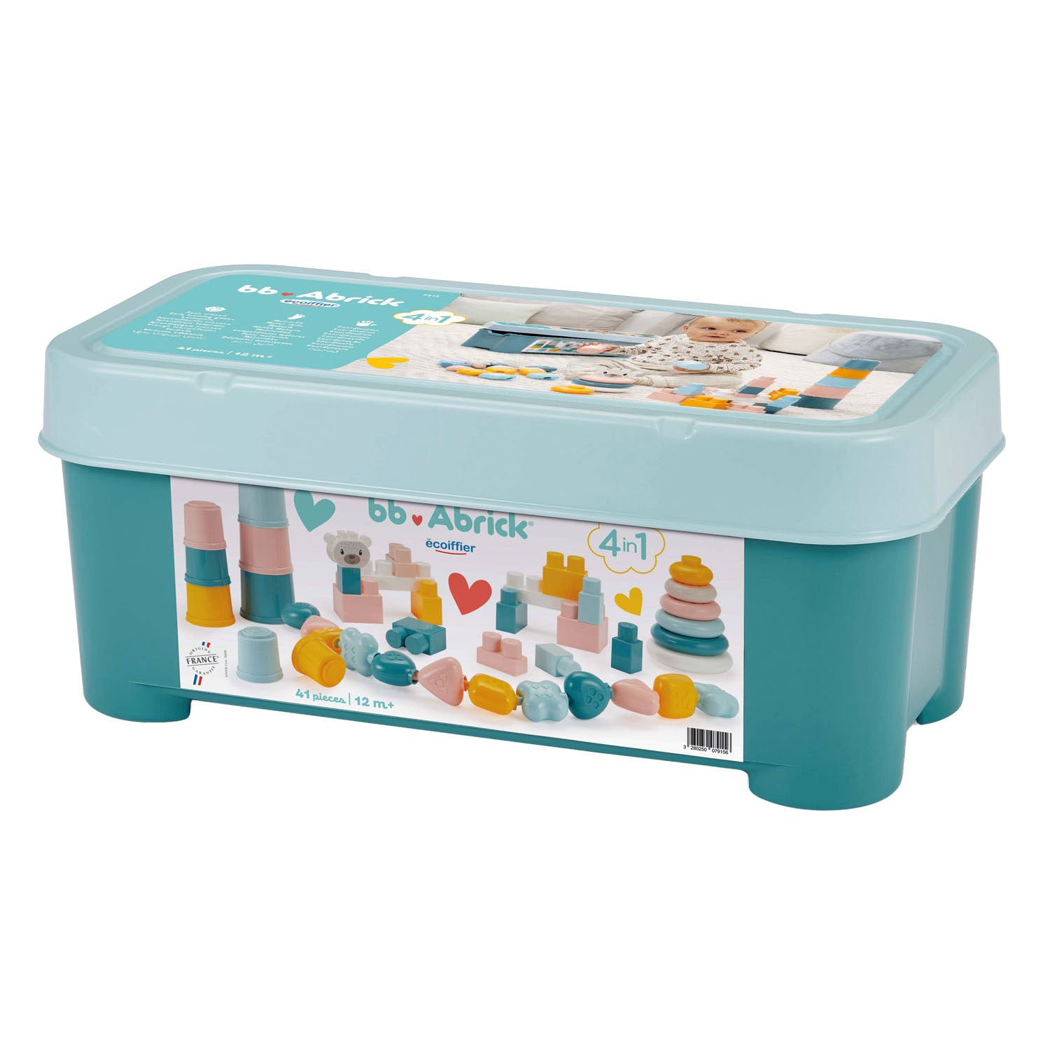 Abrick - Buitenband babyspeelgoed 4in1 speelset in opbergbox - 41dlg.