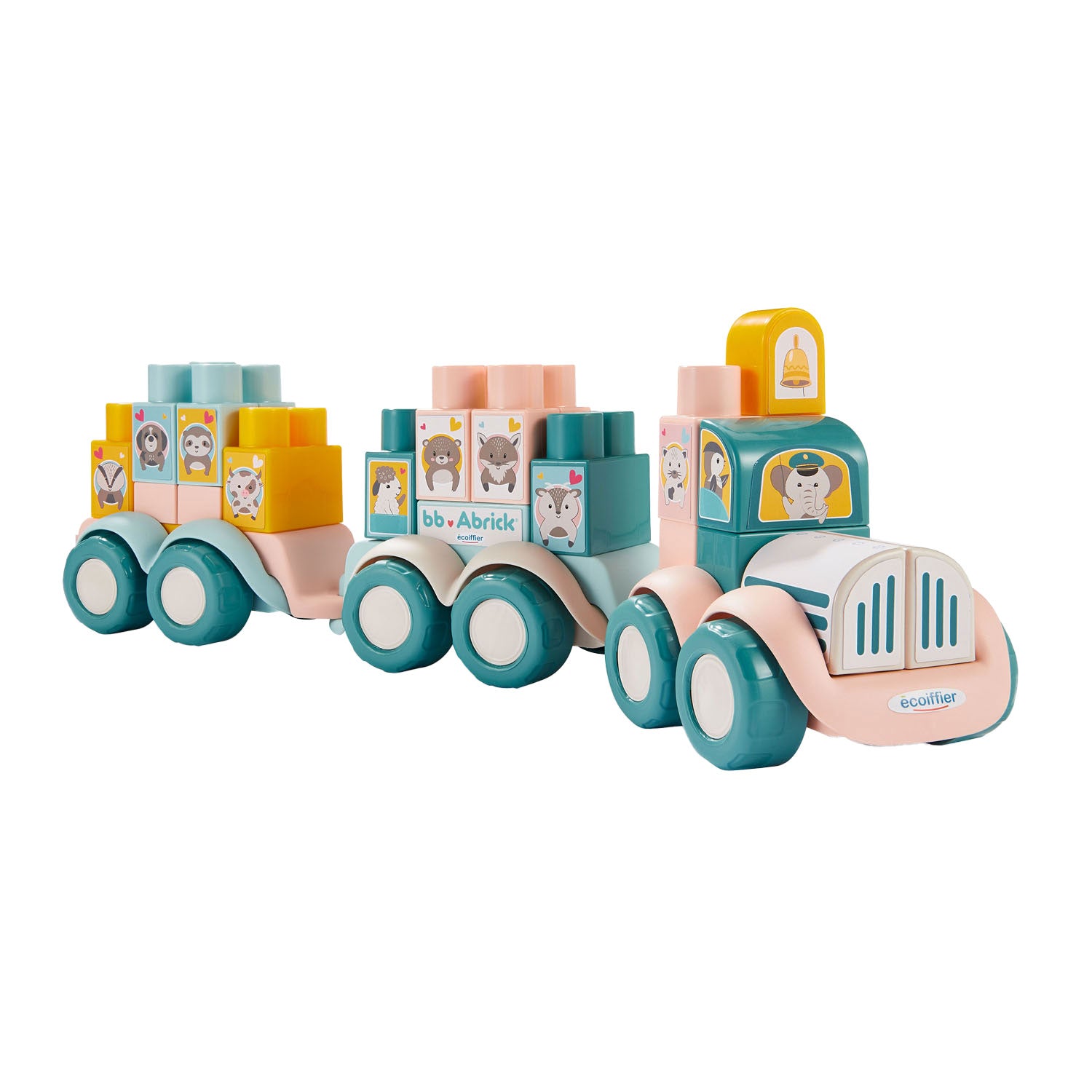Abrick ecoiffier bb dierentrein met bouwblokken - 51dlg.
