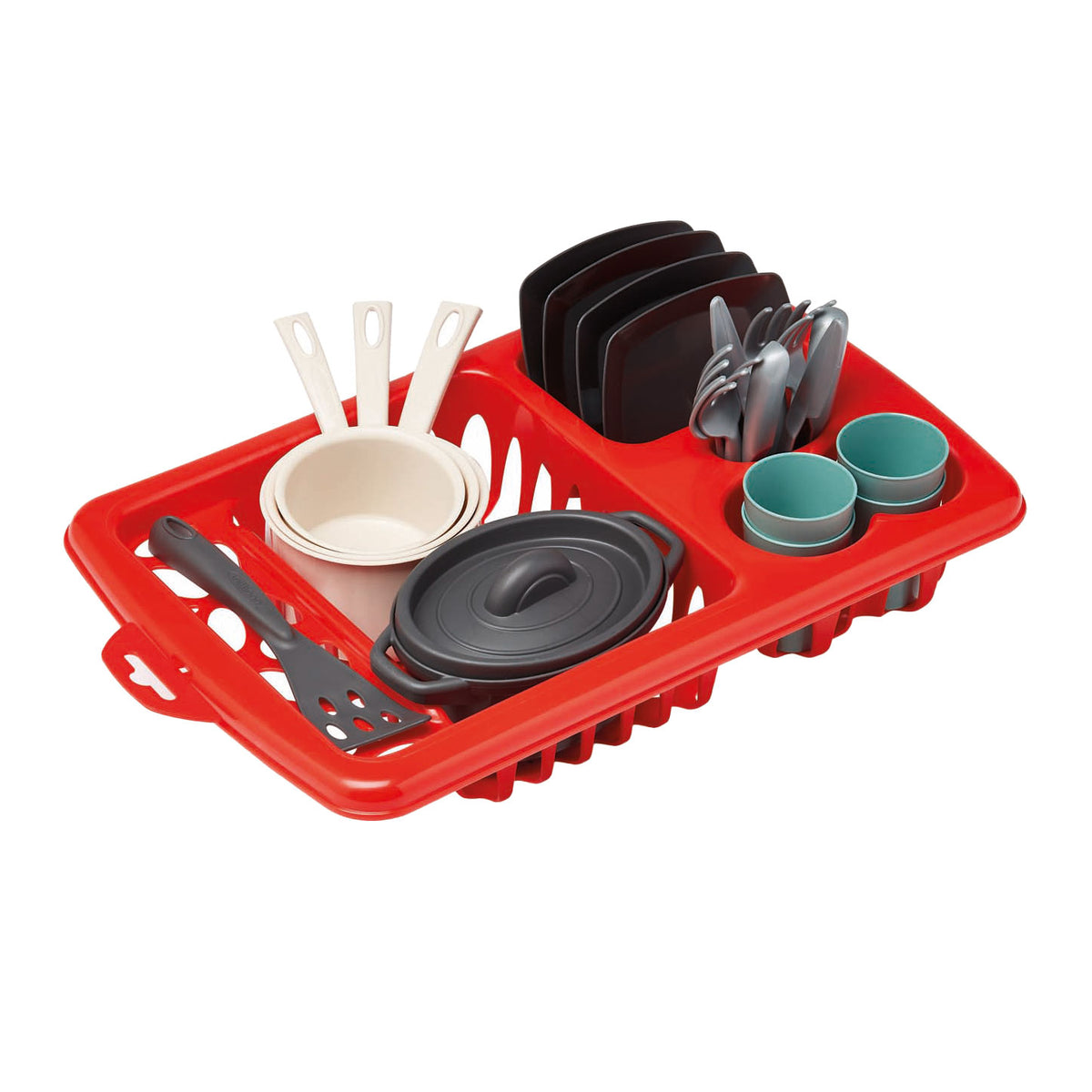 Ecoiffier - 100% chef afwas droogrek met eetset -23dlg.