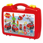 Ecoiffier abrick koffer met brandweerwagens - 40dlg.