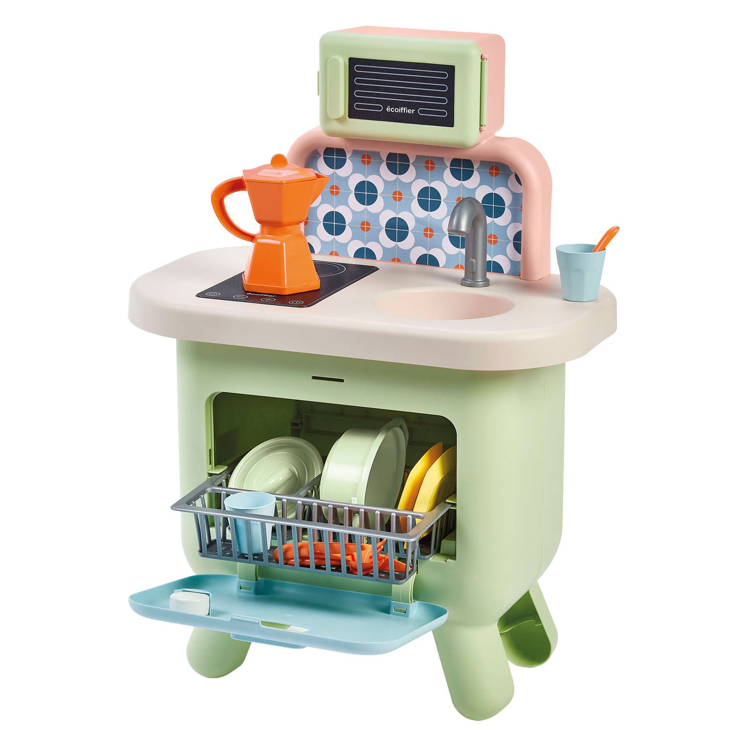 Ecoiffier - Eociffier vert azur saliekleurige keuken - 17dlg.