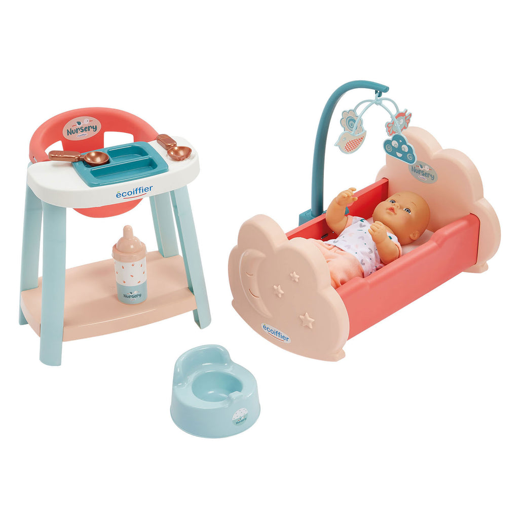 Ecoiffier - nursery 3in1 babykamer met babypop- 8dlg.