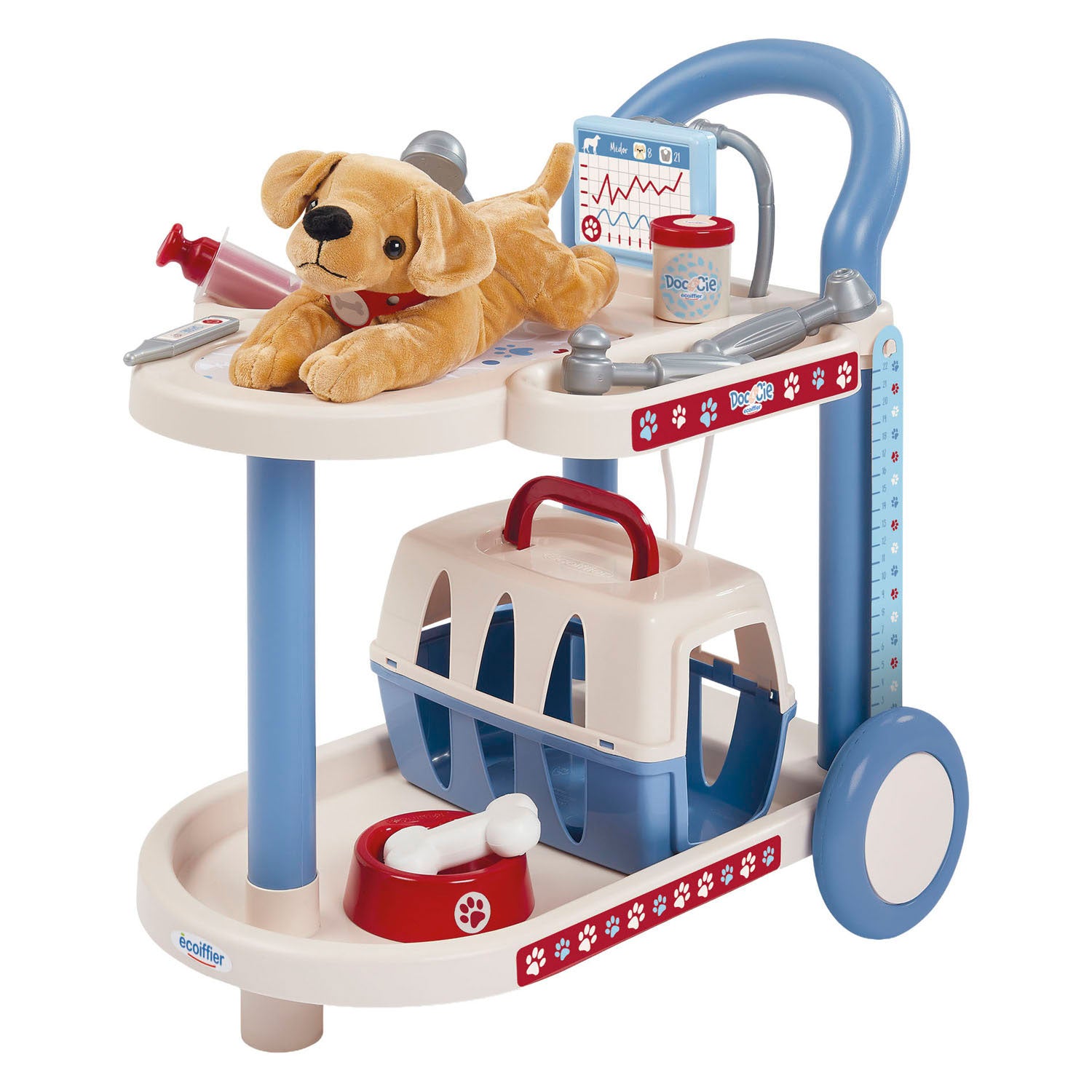 Ecoiffier doc cie dierenartsen trolley met hond - 14dlg.