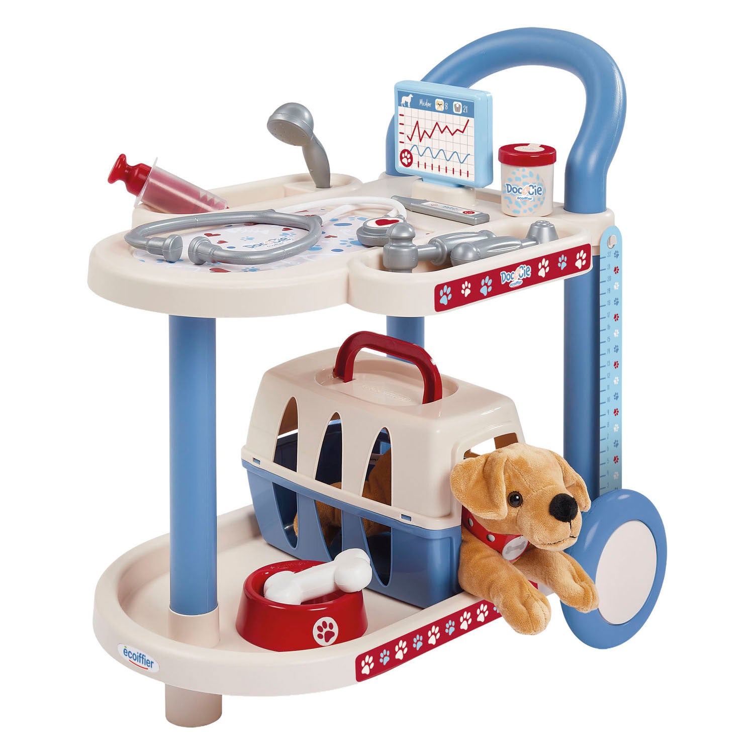 Ecoiffier doc cie dierenartsen trolley met hond - 14dlg.
