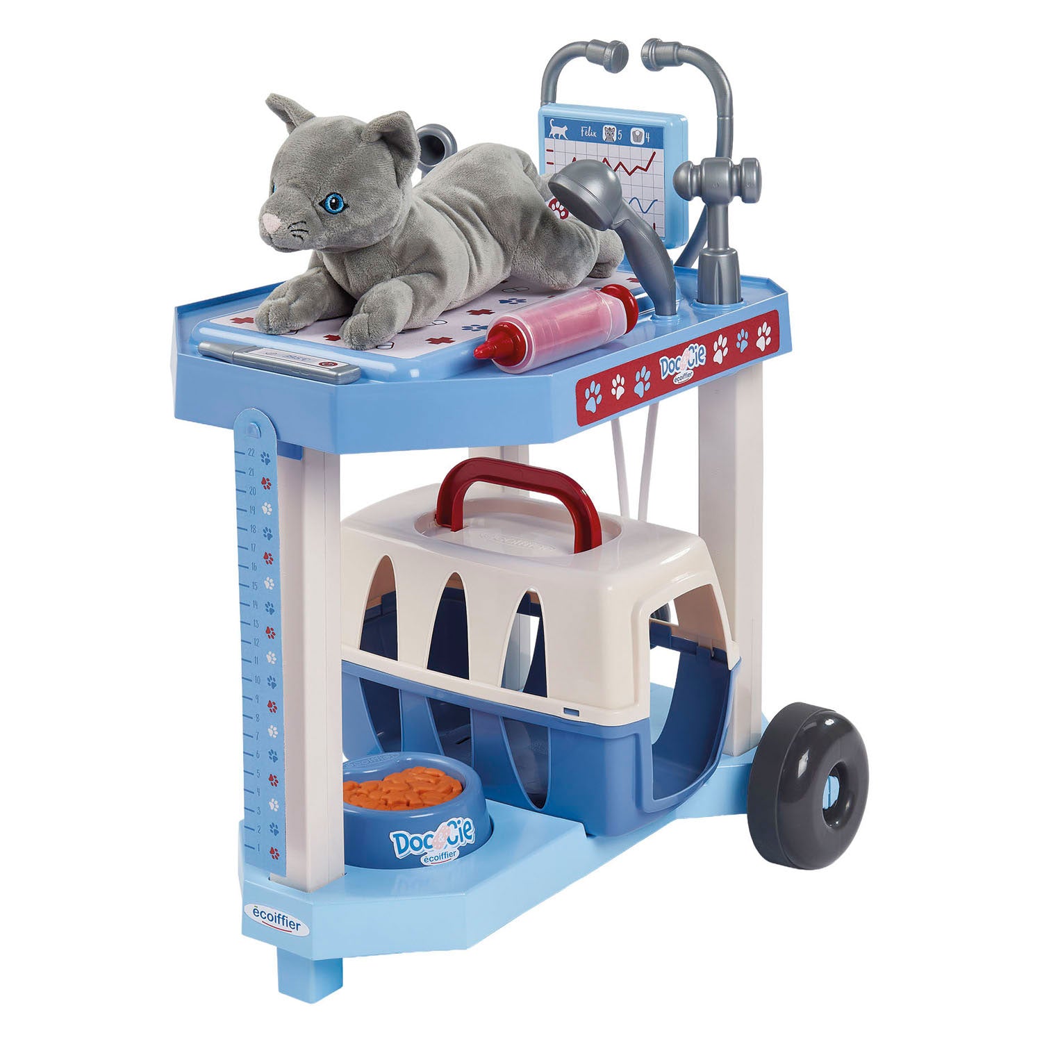 Ecoiffier doc cie dierenartsen trolley met kat - 14dlg.