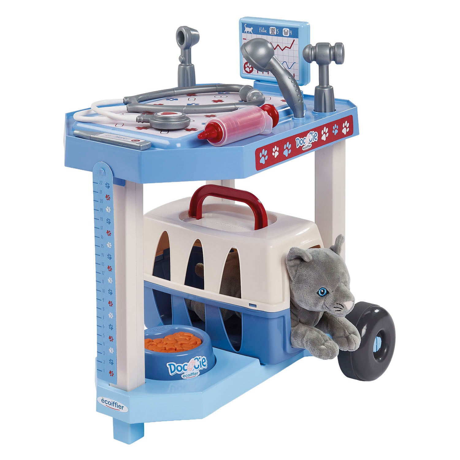 Ecoiffier doc cie dierenartsen trolley met kat - 14dlg.