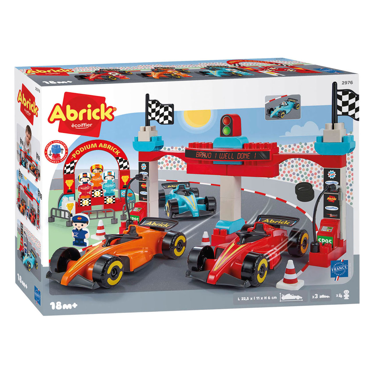 Ecoiffier - abrick bouwblokken formule 1 grand prix met 3 voertuigen