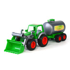 Wader tractor met voorlader en tanker - groen kunststof - 3-6 jaar