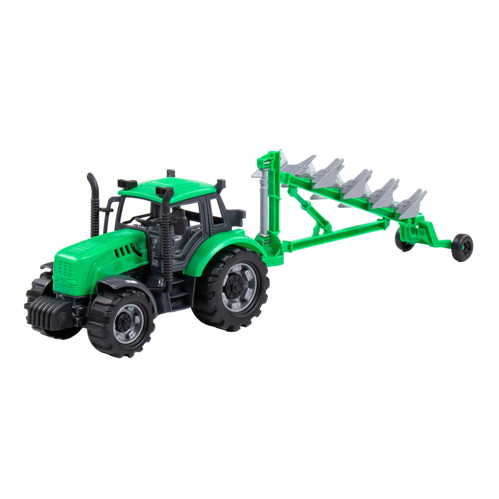 Cavallino tractor met ploeg groen, schaal 1:32
