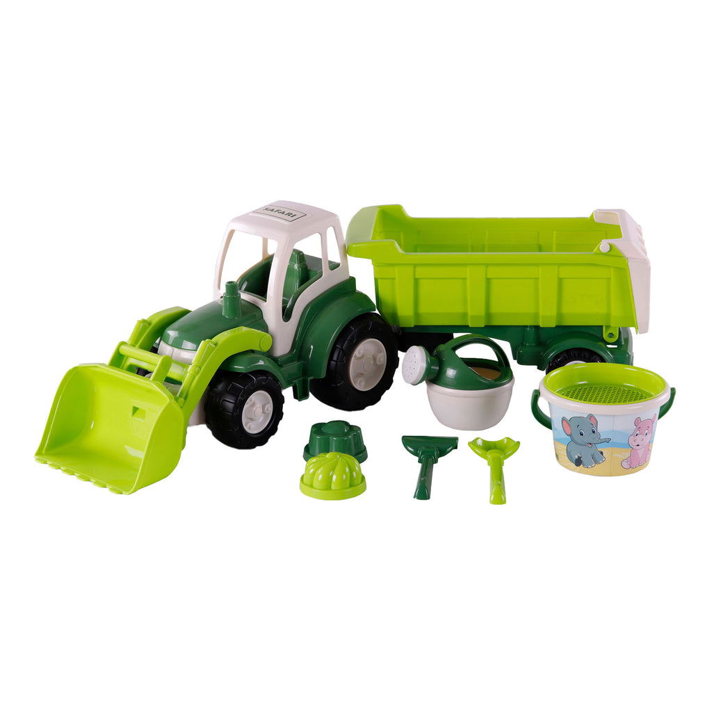 Cavallino - Cavallino xl tractor groen met kiep- aanhangwagen en emmerset 9 delig