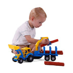 Cavallino - Cavallino junior tractor met kraan aanhangwagen en hout 46cm