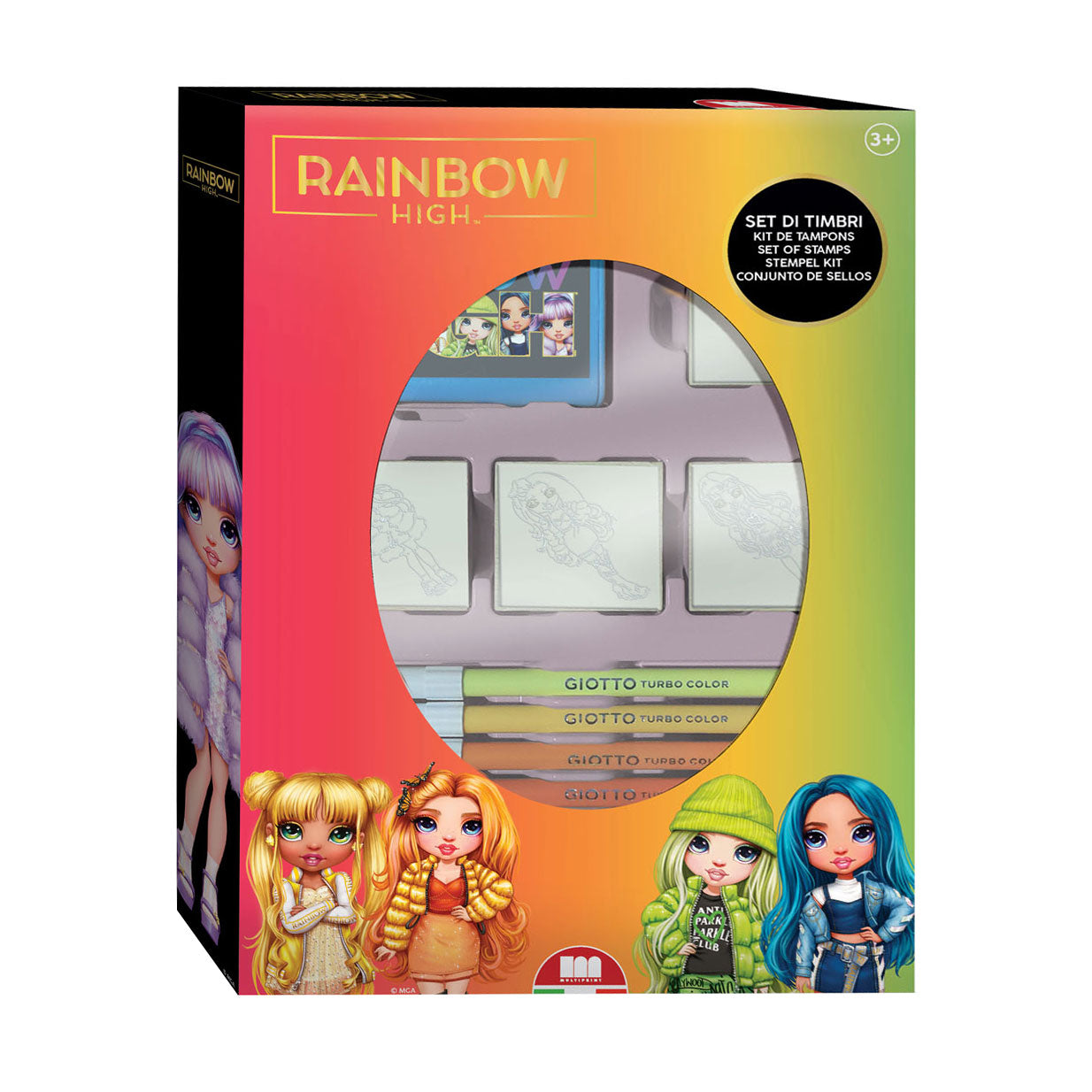 Multiprint rainbow high stempelset met 4 stempels