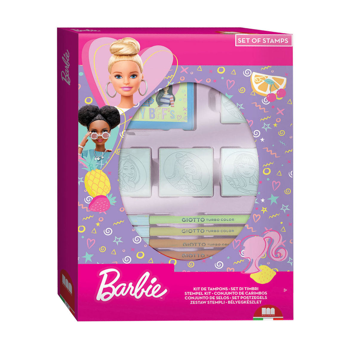 Multiprint barbie stempelset creatief speelgoed met 4 stempels.