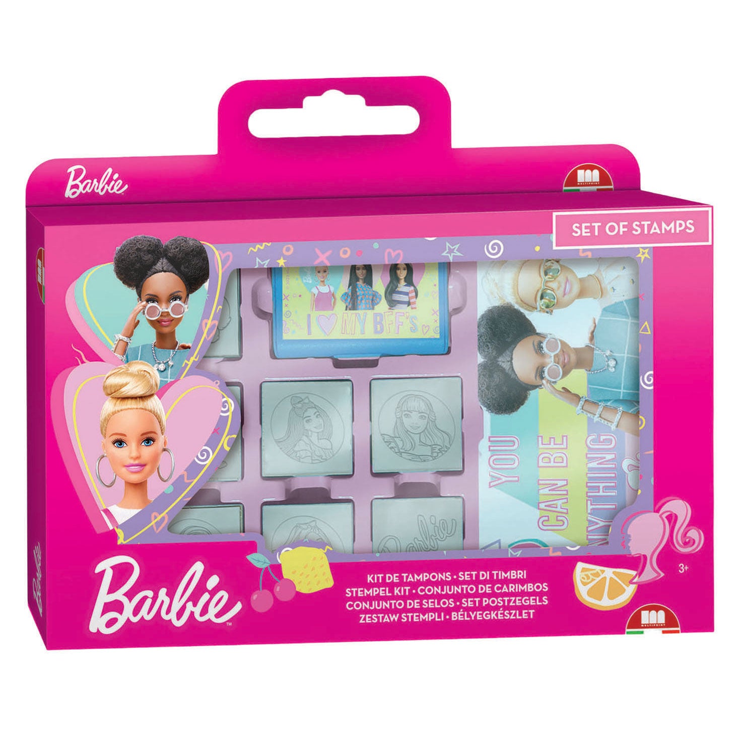 Mattel - Houten stempels notitieboekje en viltstiften barbie - 12dlg.