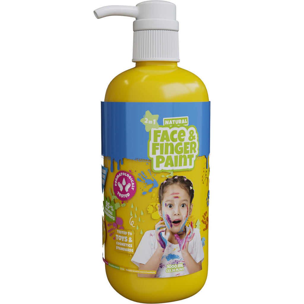Natural face fingerpaint fles met pompje - geel, 1l