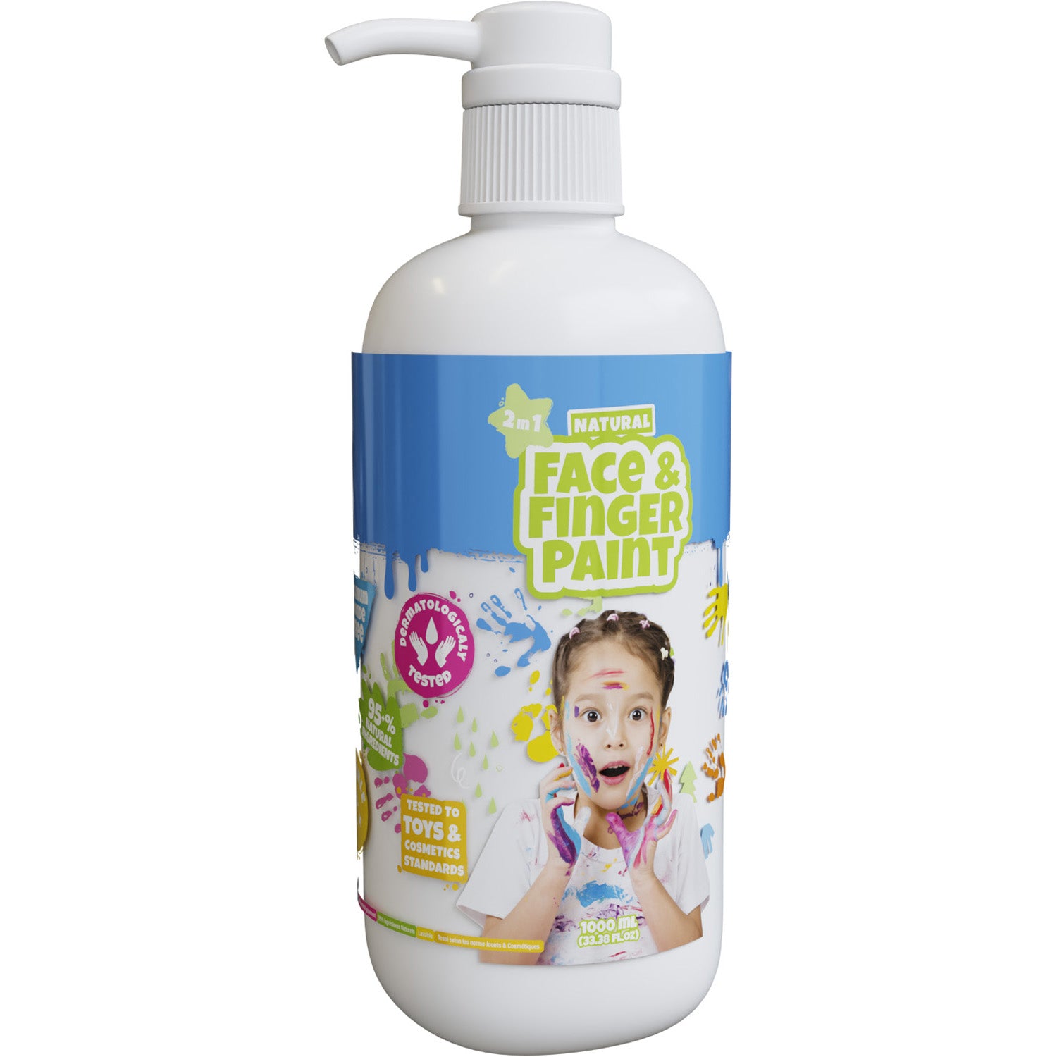 Natural face fingerpaint fles met pompje - wit, 1l