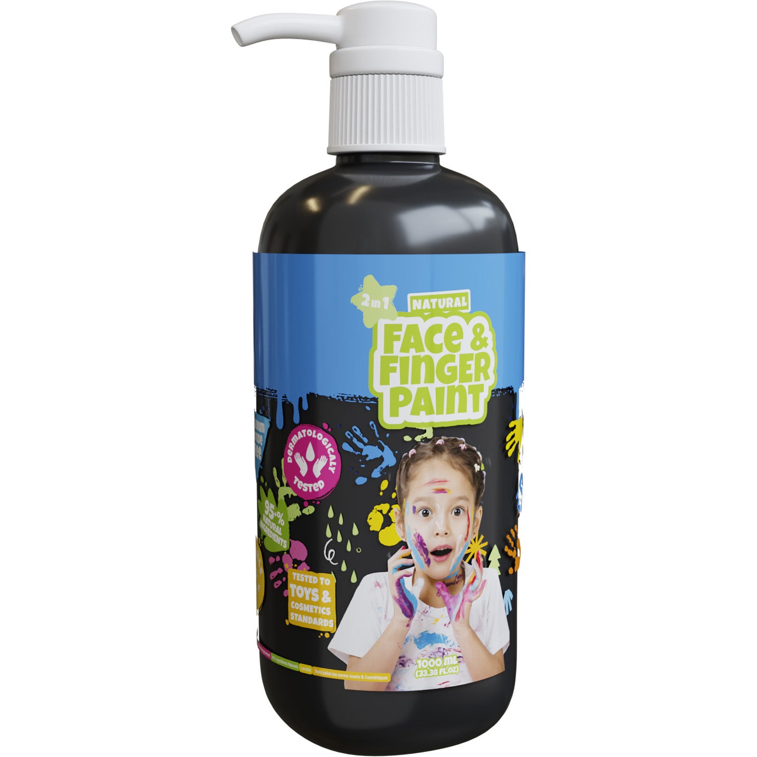 Natural Face & Fingerpaint - Natural Face & Fingerpaint fles met pompje - zwart 1l