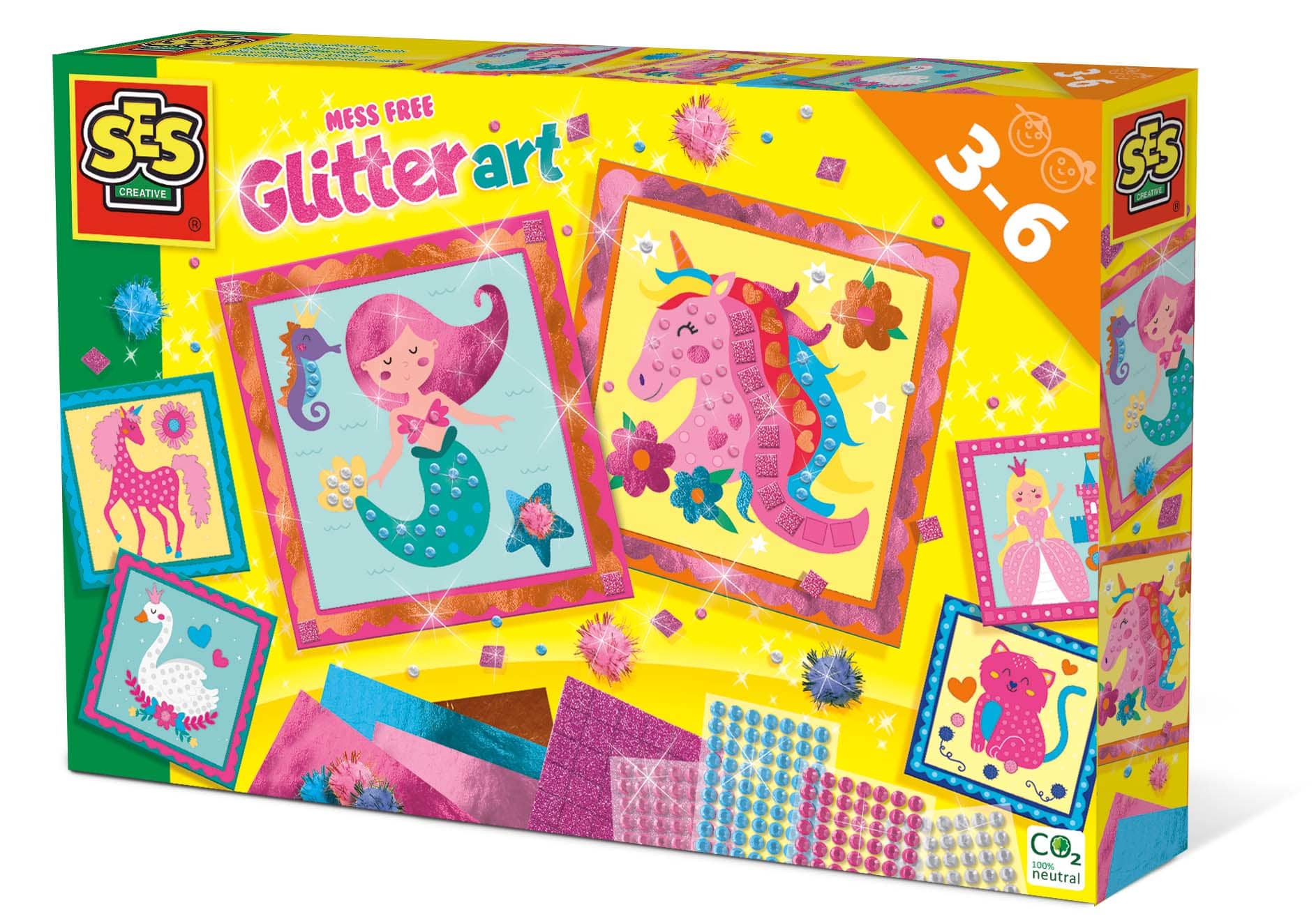 Ses knoeivrije glitter kunst zonder knoeien