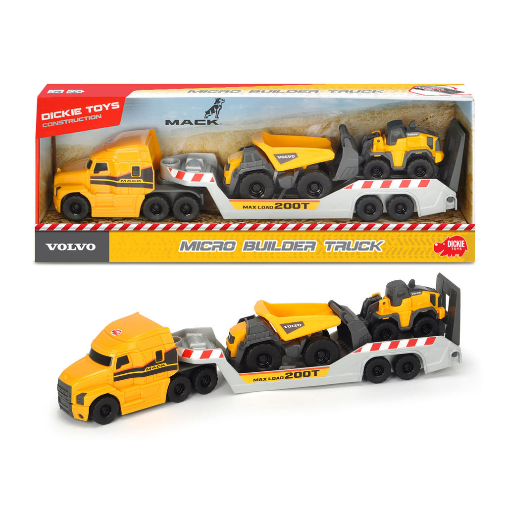 Dickie toys mack volvo - micro constructie - 32 cm - speelgoedvoertuig