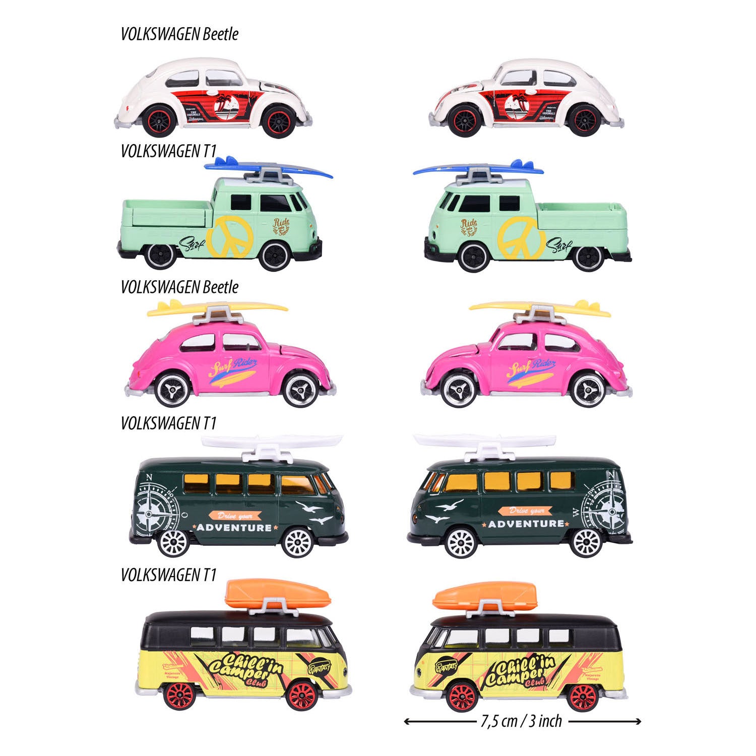 Majorette - Majorette volkswagen the originals speelauto's 5st.