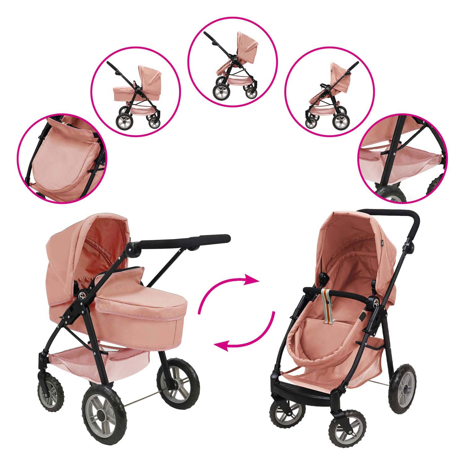 - 2-in-1 Poppenwagen - Roze