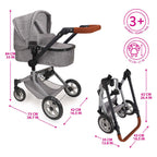 509 crew 2-in-1 poppenwagen met tas - grijs