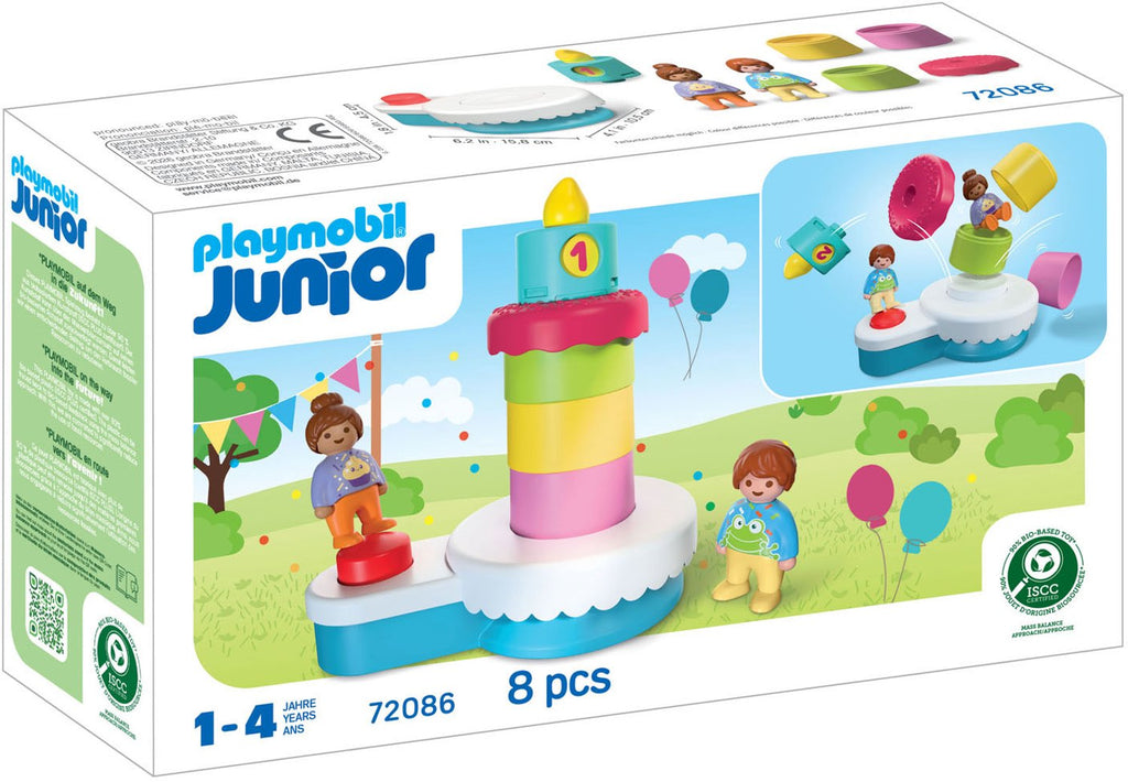 PLAYMOBIL - PLAYMOBIL junior verjaardagstaart speelgoed set - kleurrijke verrassingstaart.