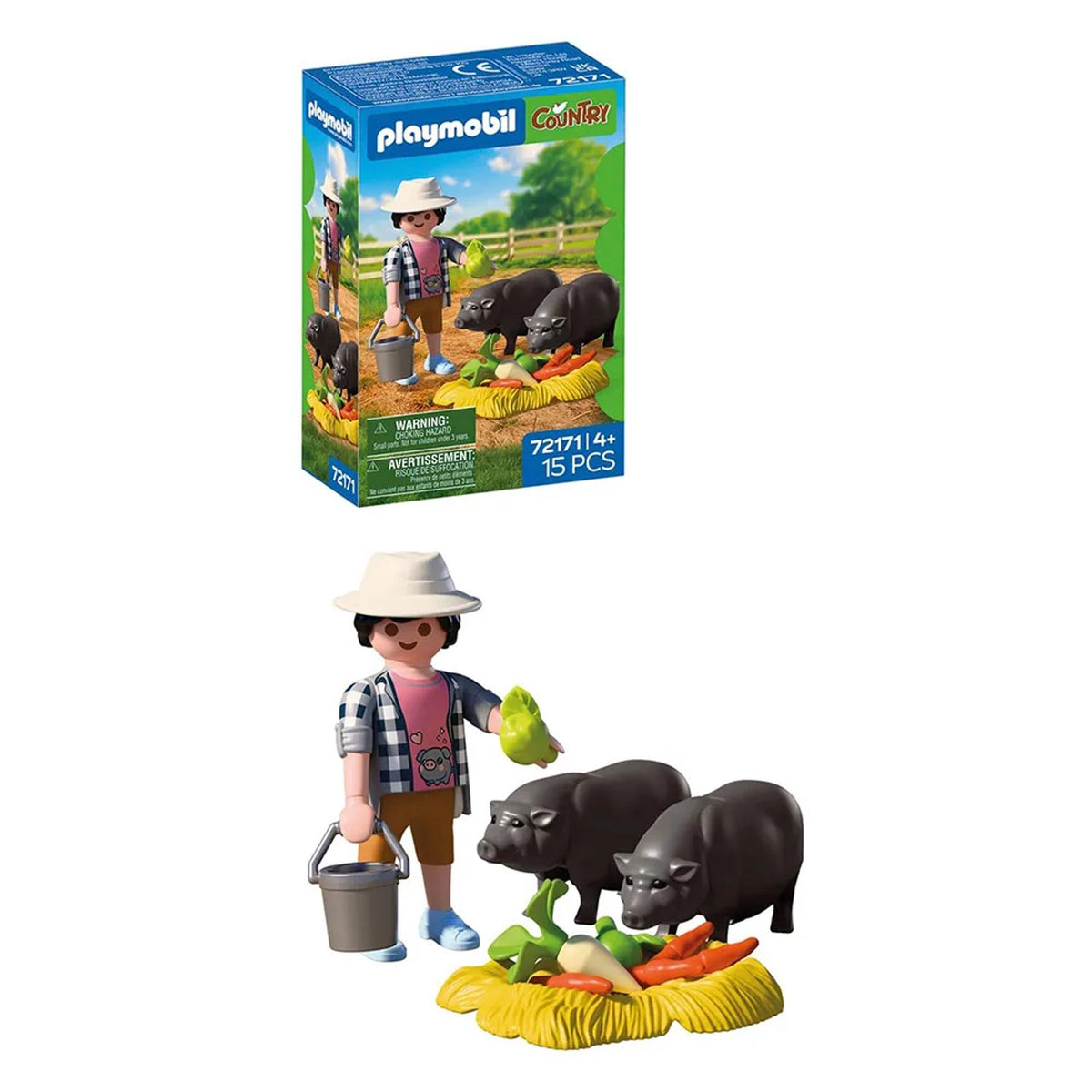 PLAYMOBIL - PLAYMOBIL country boerderij speelgoed boer met hangbuikzwijn 72171.