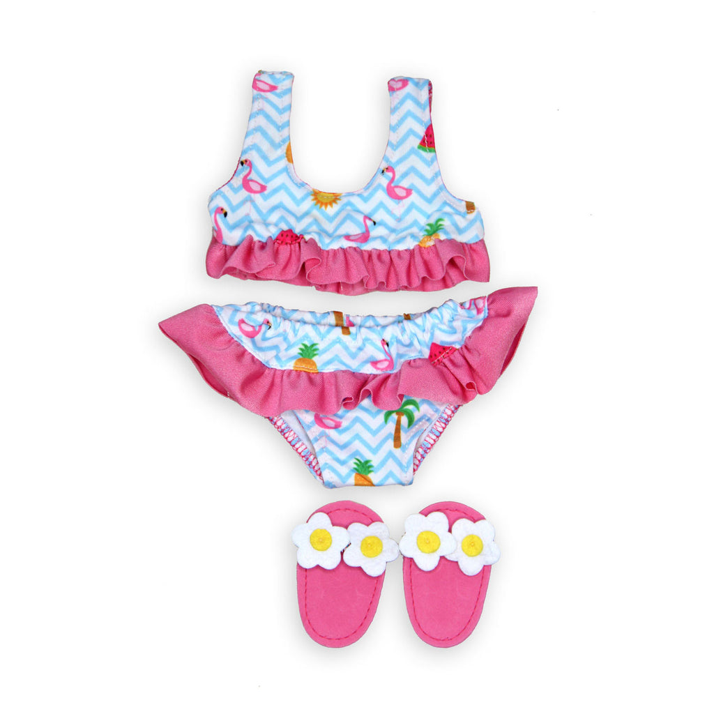 Heless - Heless Poppen bikini met slippers flamingo 28-35 cm