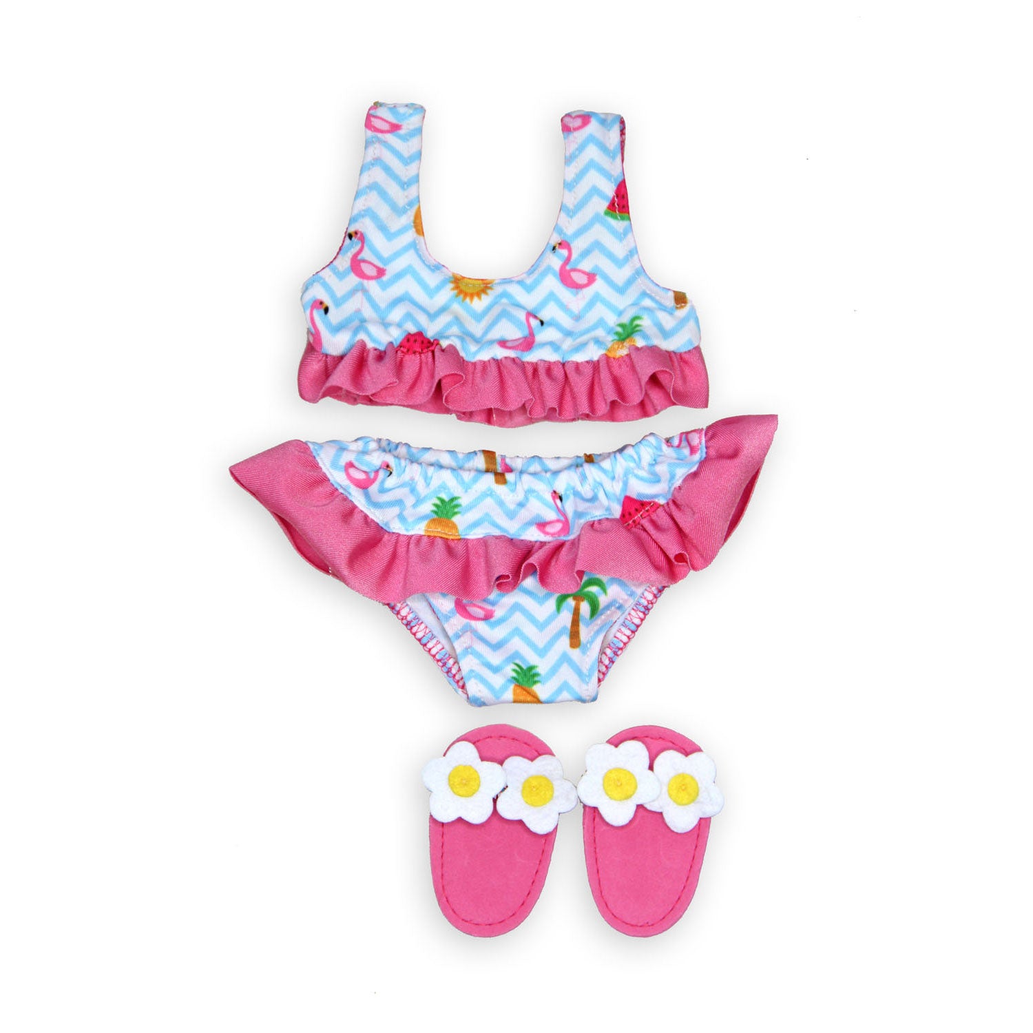 Heless - Heless Poppen bikini met slippers flamingo 28-35 cm