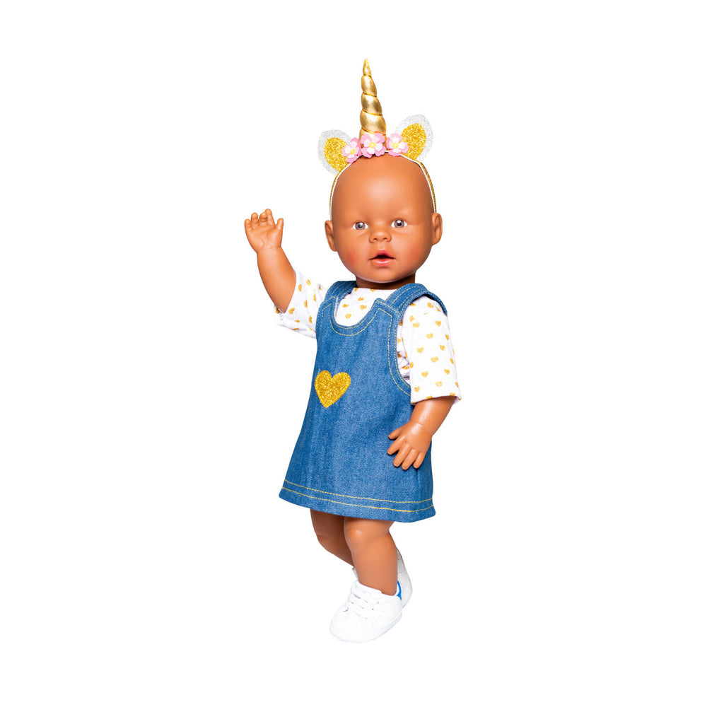 Heless - Heless Poppenjurk met gouden t-shirt 28-35 cm