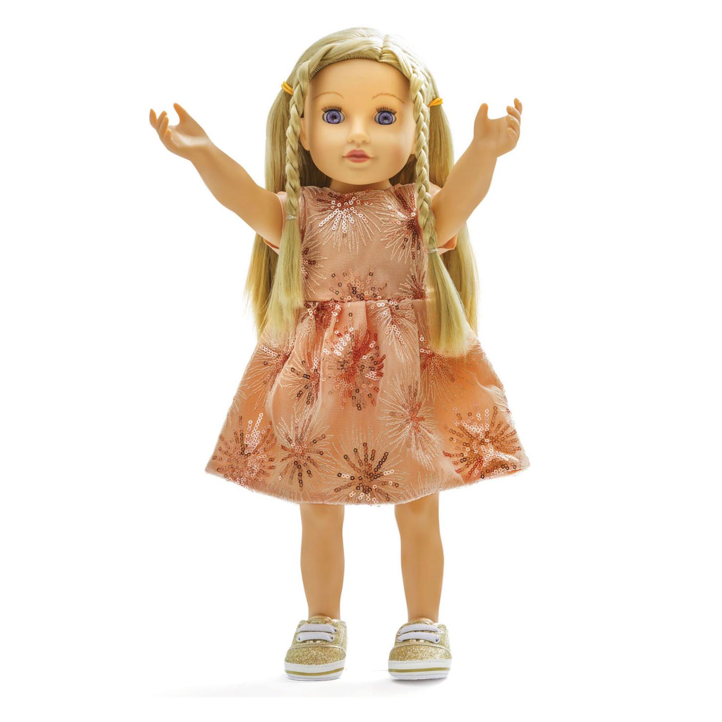Heless poppen glitterjurk rose gold, 28-35 cm