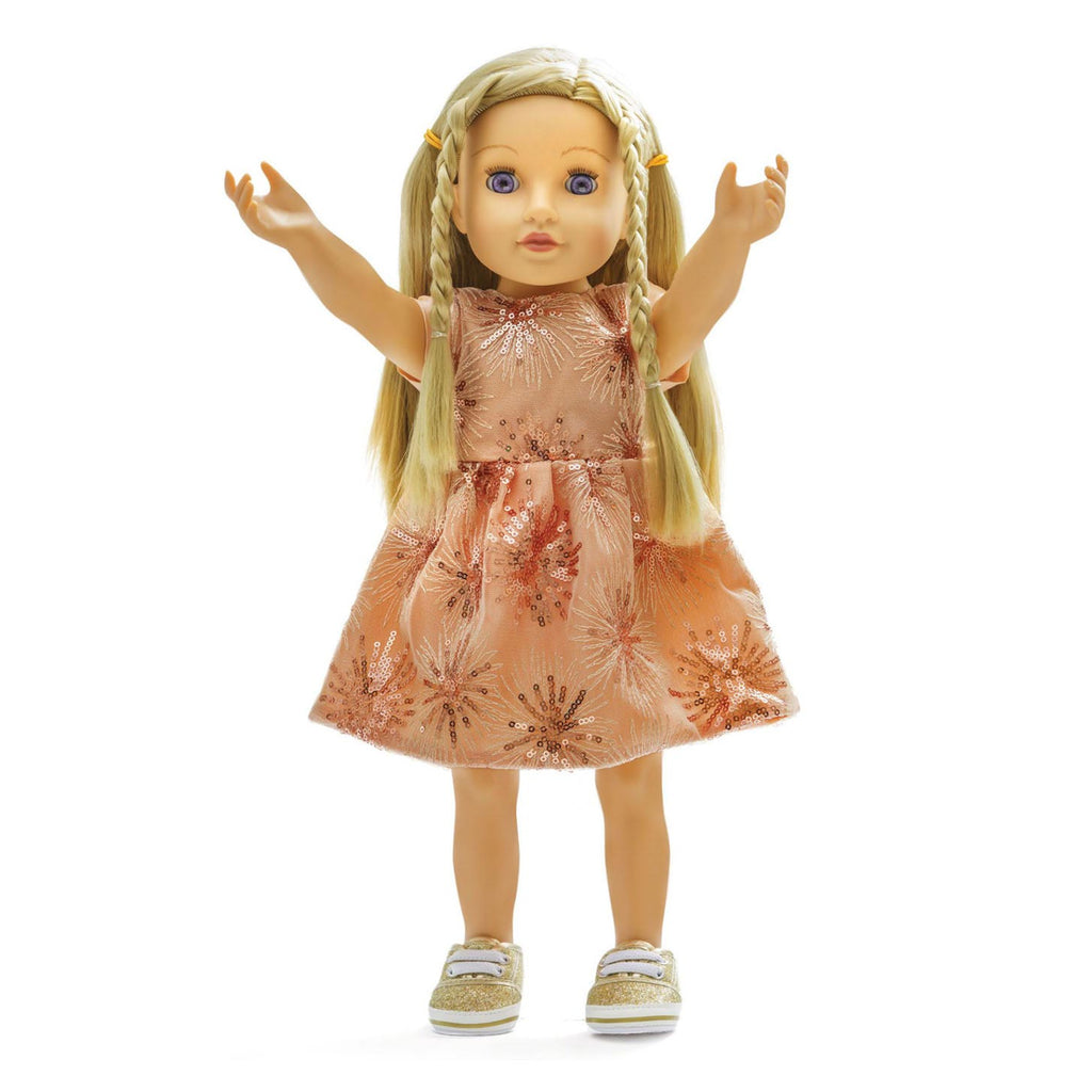 Heless poppen glitterjurk rose gold, 35-45 cm