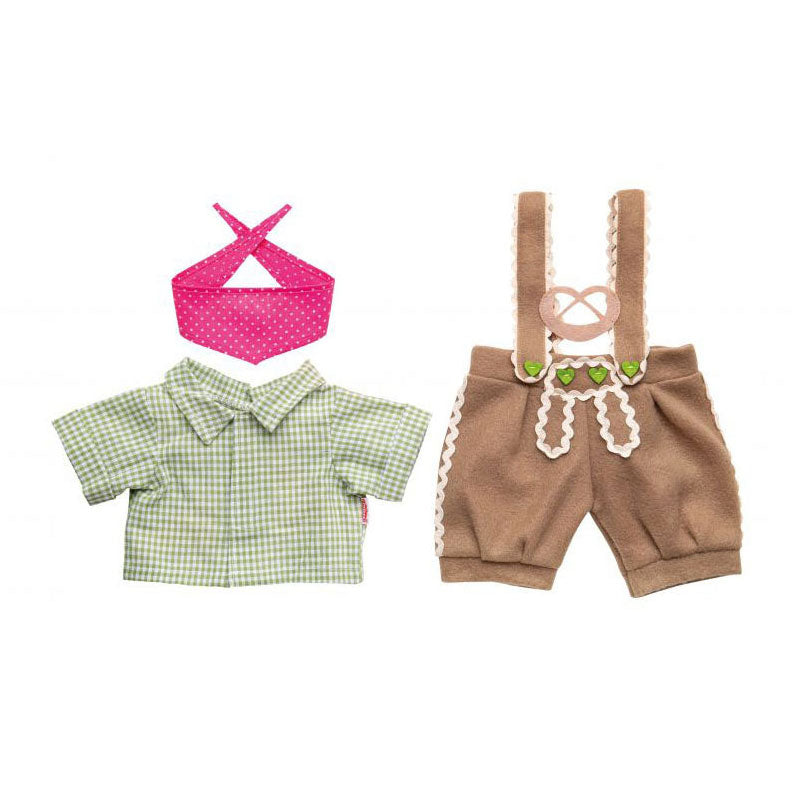 Heless - Heless Poppenkleding lederhosen met overhemd en sjaal35-45 cm