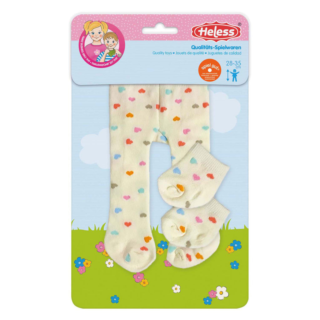 Heless - Heless Poppen maillot met sokjes hartjesconfetti 28-35 cm