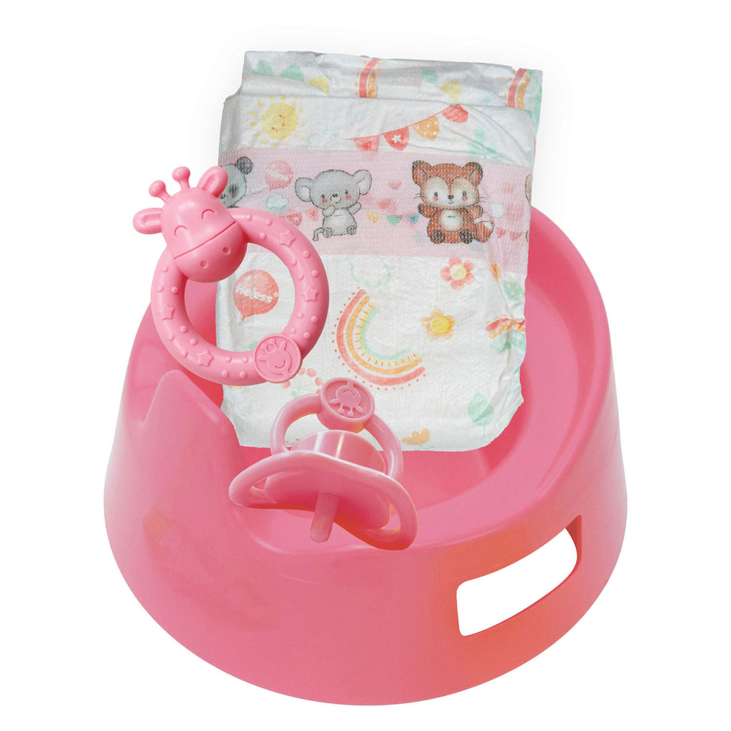 Heless - Heless Poppenpotje met accessoires roze - 15cm