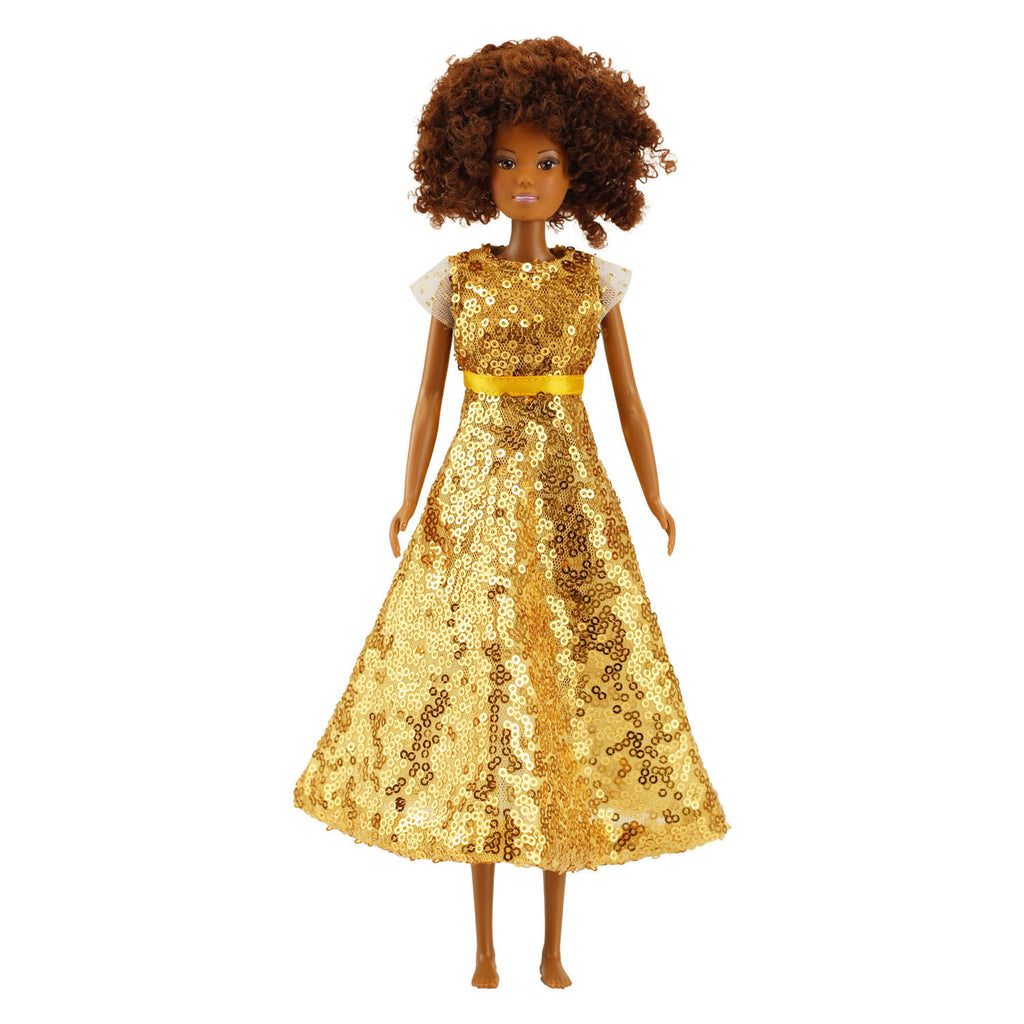 Heless - Heless Paillettenjurk goldstar voor modepoppen - 29cm
