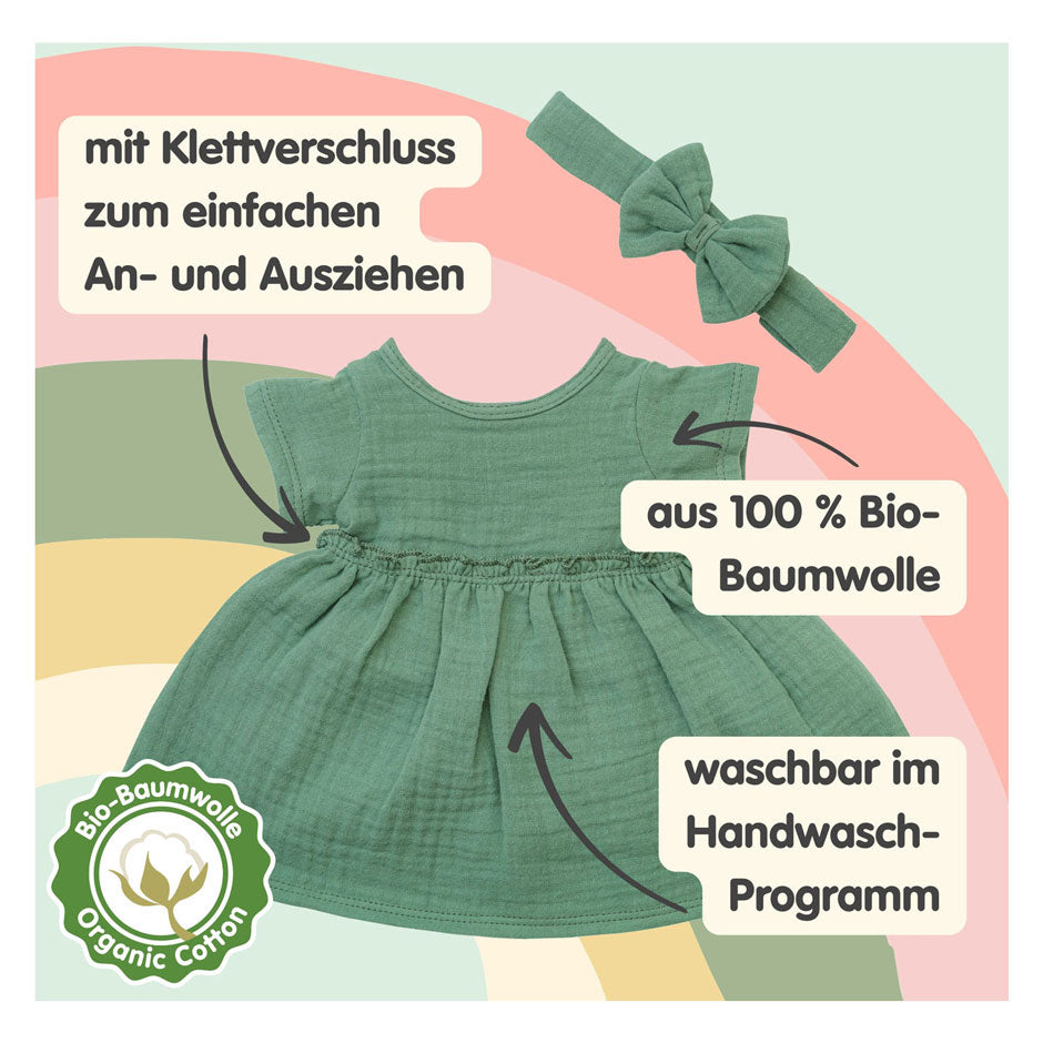 Heless - Heless Meisjes babypop met groen jurkje - 34cm