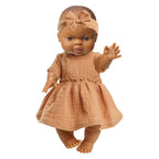 Heless - Heless Meisjes babypop met bruin jurkje - 34cm