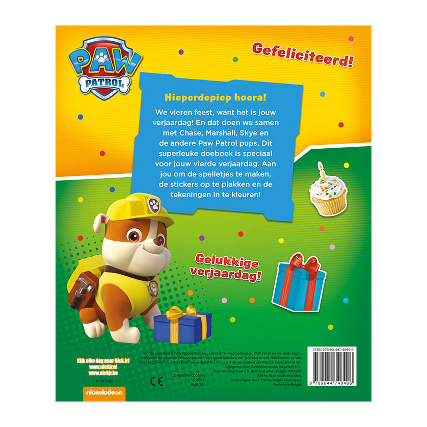 PAW Patrol - PAW Patrol verjaardagsboek - hoera 4 jaar!