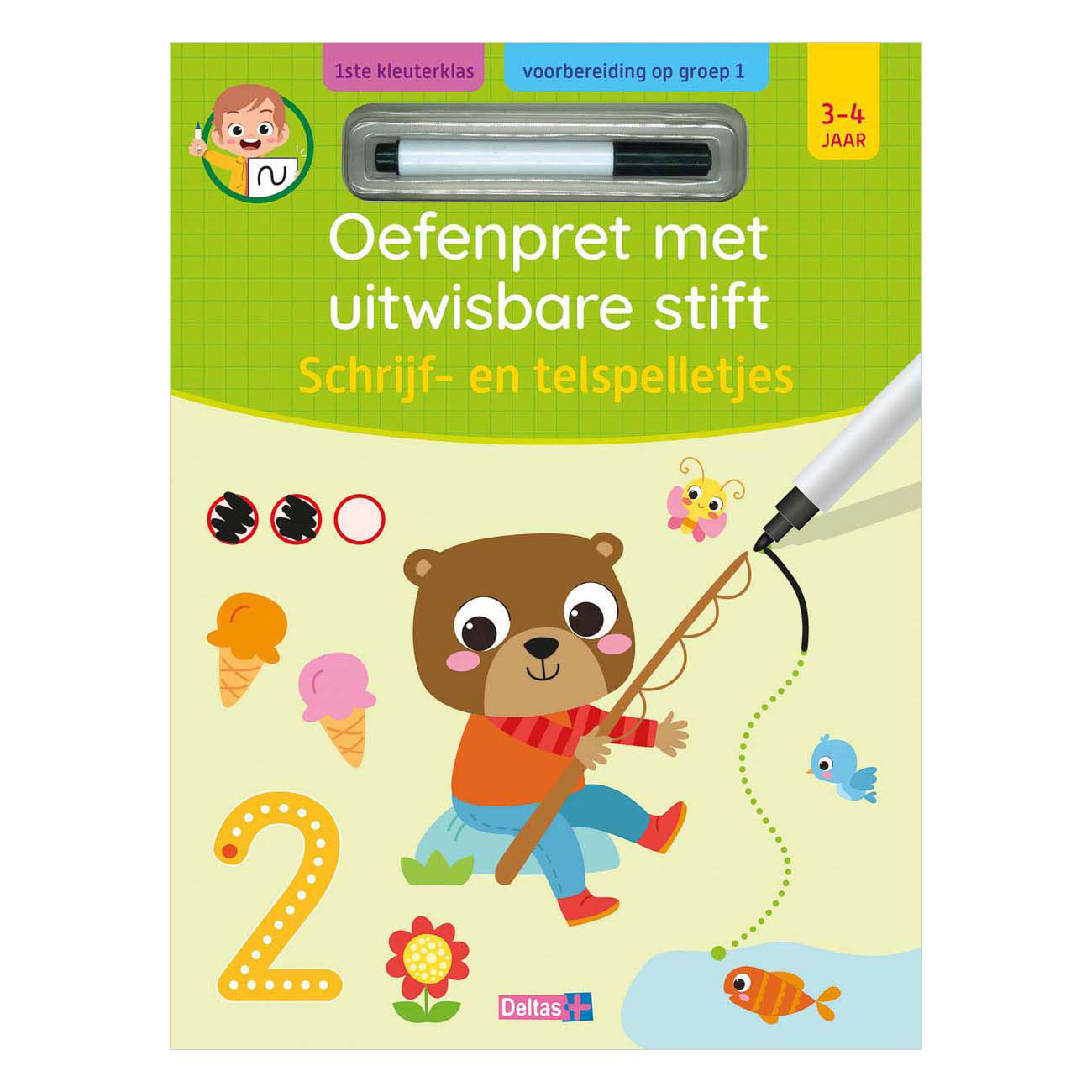 Deltas - Deltas Oefenpret uitwisbare stift - schrijf- en telspelletjes - 3-4 jaar