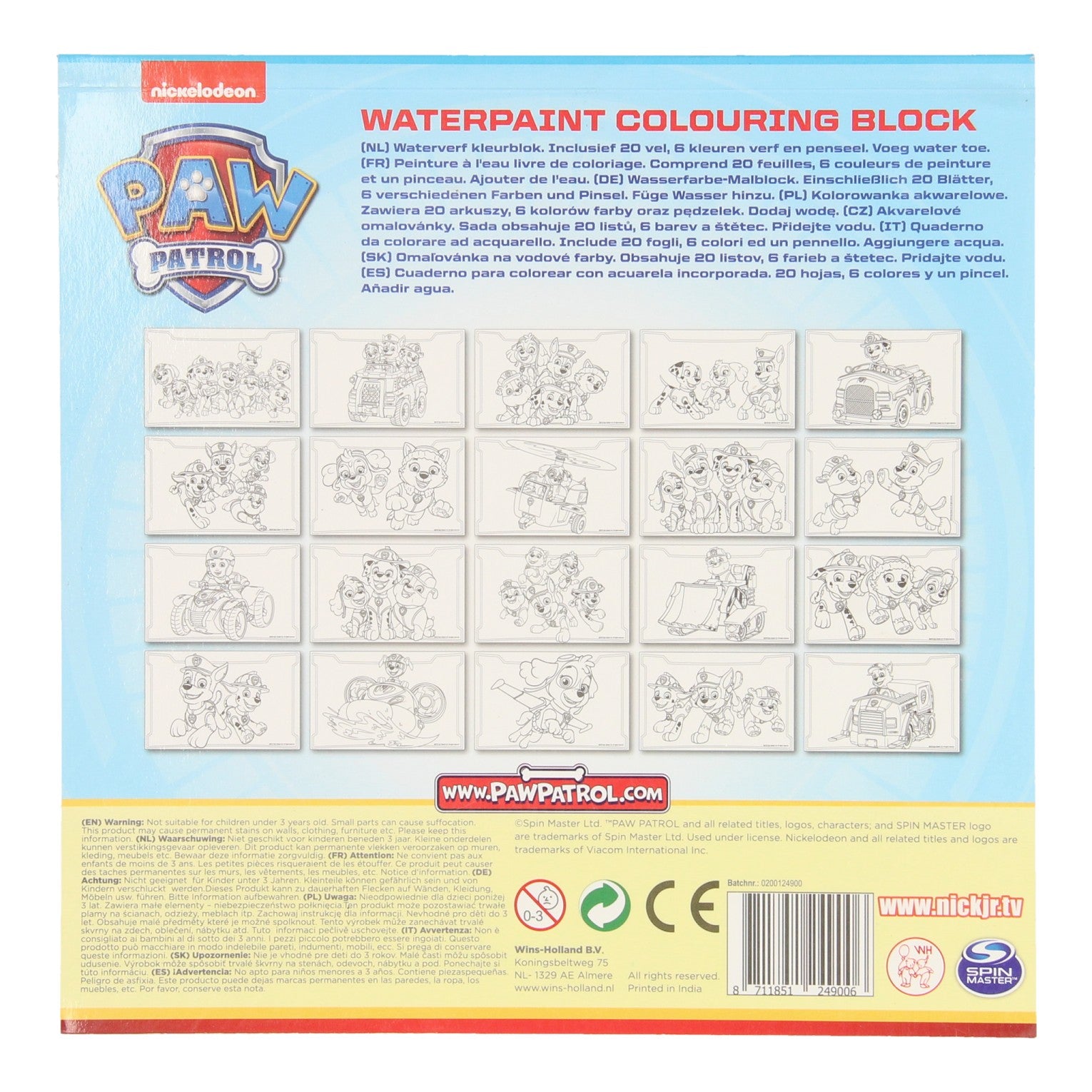 Wins holland waterverf kleurboek paw patrol