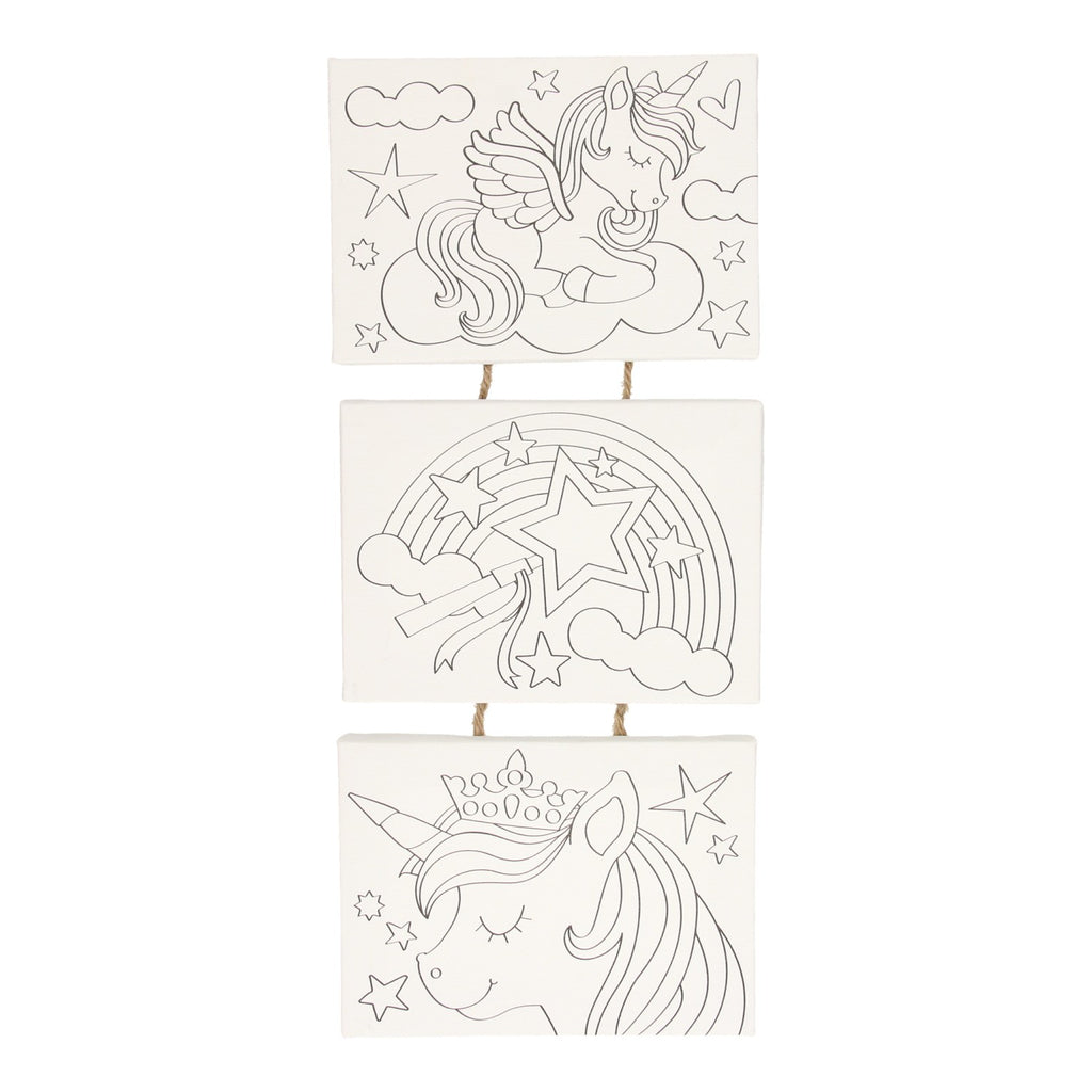 Wins holland canvas schilderset eenhoorn, set van 3 stuks.