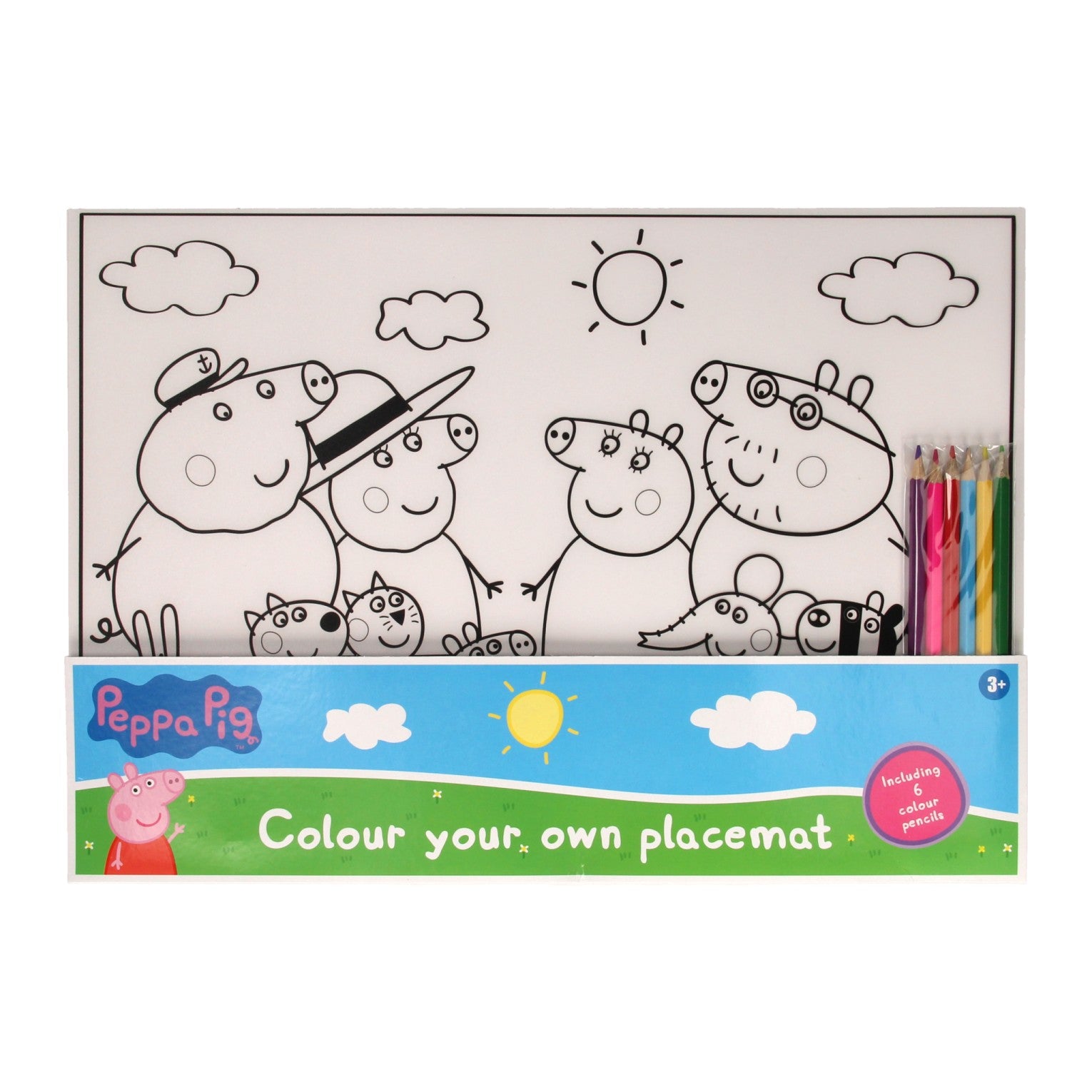 Placemat om in te kleuren peppa pig