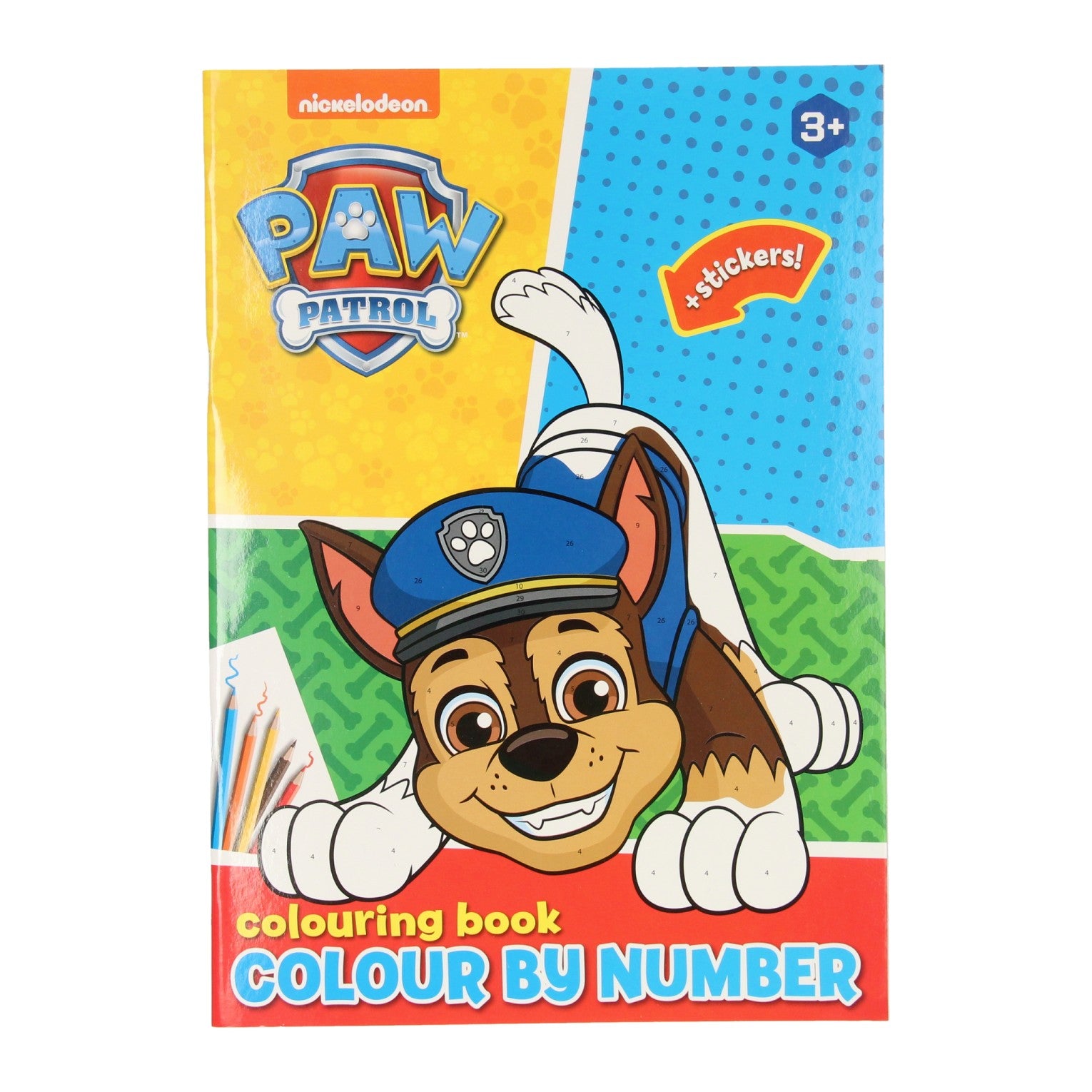 Paw patrol kleuren op nummer + stickers