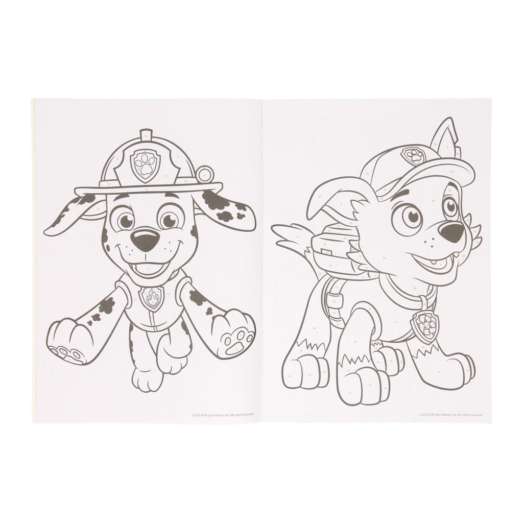Paw patrol kleuren op nummer + stickers