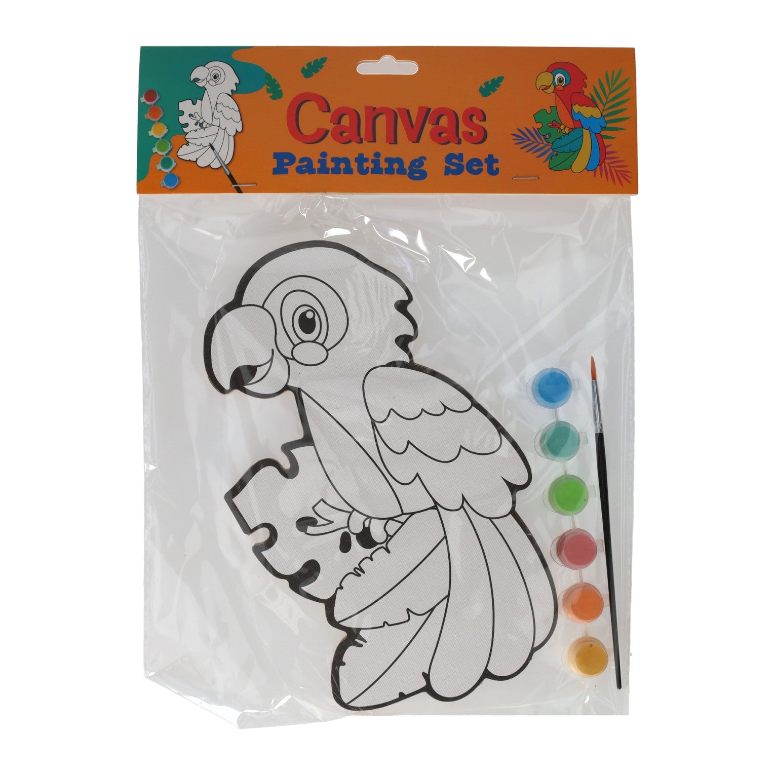 Wins Holland - Wins Holland Canvas schilderen - papegaai - incl penseel en 6 kleuren verf
